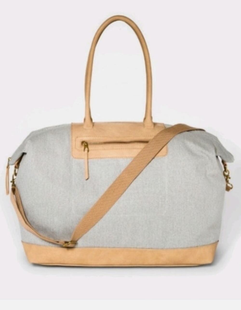 Universal Thread Canvas Weekender Duffel Bag Gray Tan Travel Tote Crossbody